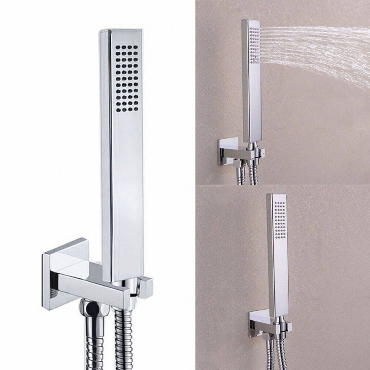 GENERICO - Teleducha Con Soporte Conector Rosca Pared Chrome Metal Tm