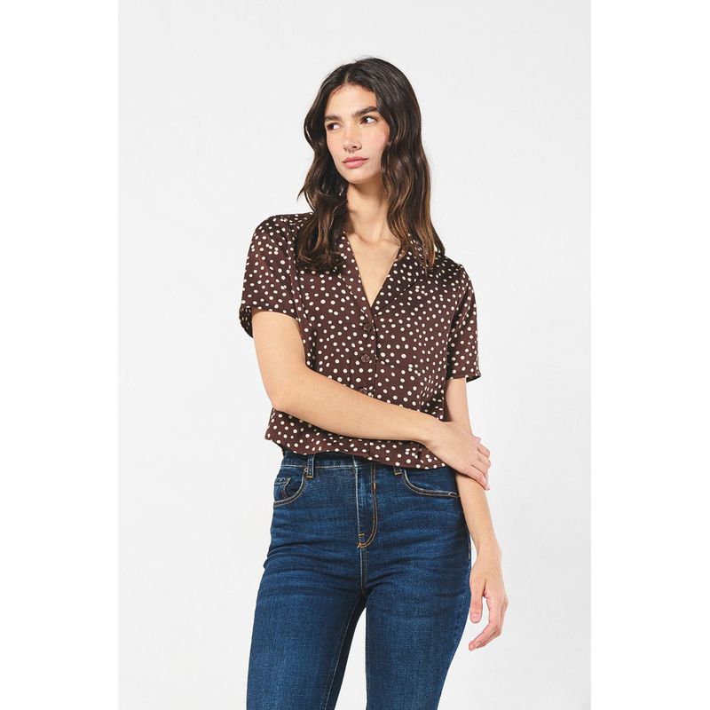 KOAJ - KOAJ BLUSA CROP CUELLO RESORT MANGA CORTA. Mujer