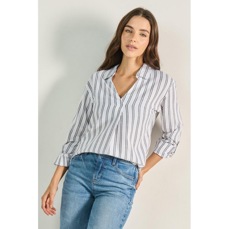 KOAJ - KOAJ Blusa unicolor a rayas con prense delantero y manga larga MUJER
