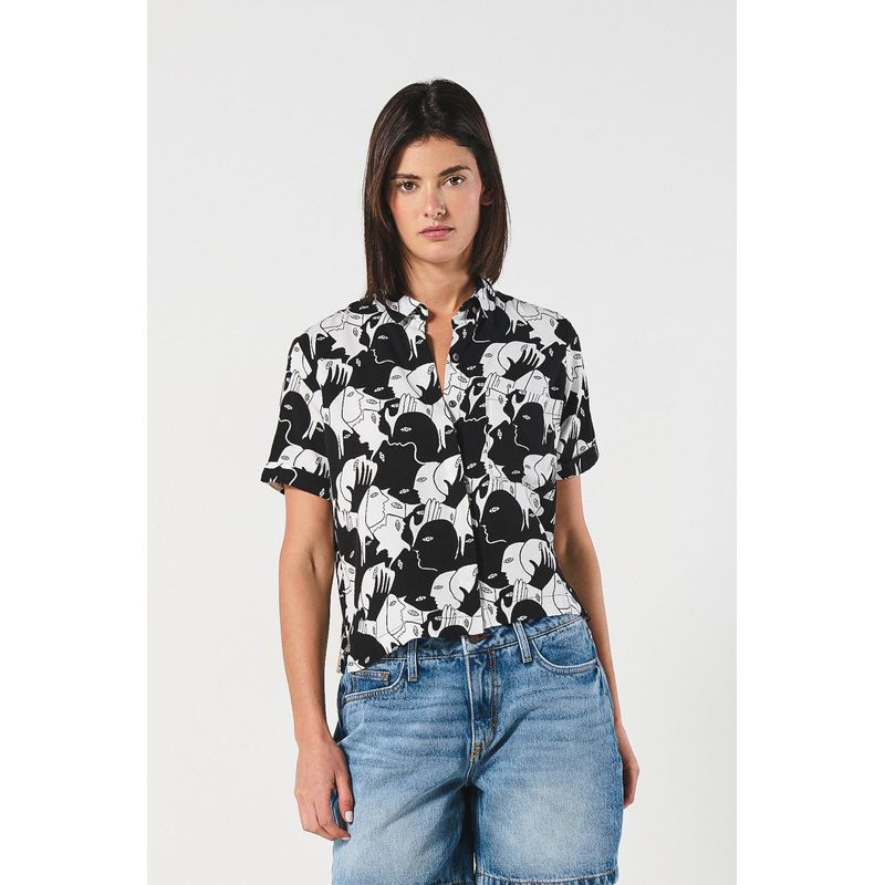 KOAJ - KOAJ BLUSA CAMISERA MANGA CORTA  CON BOLSILLO MUJER