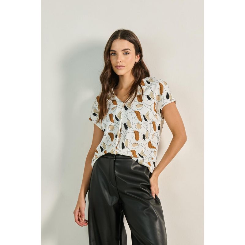 KOAJ - KOAJ Blusa unicolor con escote en V, hombro rodado y manga sis MUJER