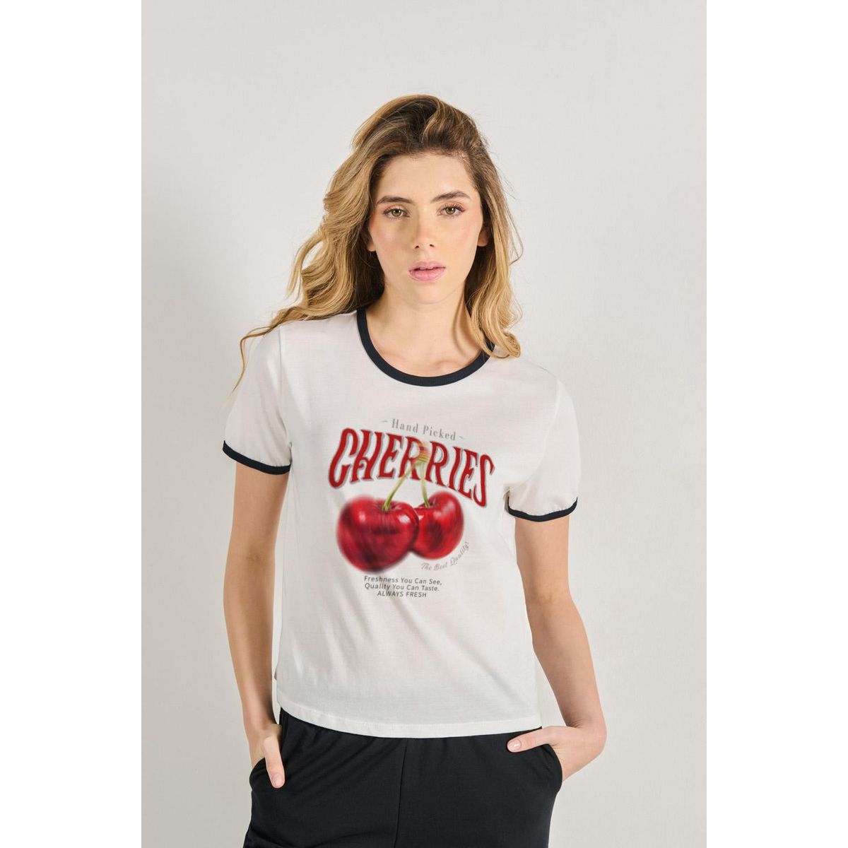 KOAJ - KOAJ Camiseta de contrastes femenina de cherries MUJER