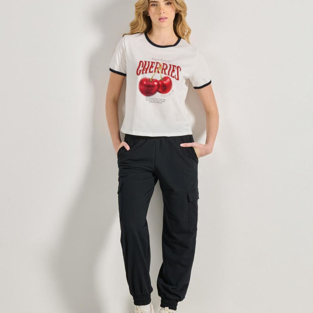 KOAJ - KOAJ Camiseta de contrastes femenina de cherries MUJER