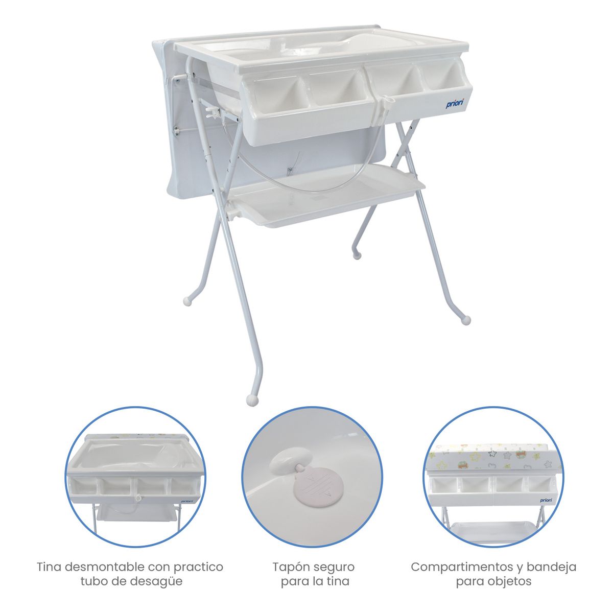 PRIORI - Bañera Bebe Portátil con Cambiador Priori Bali Jirafa