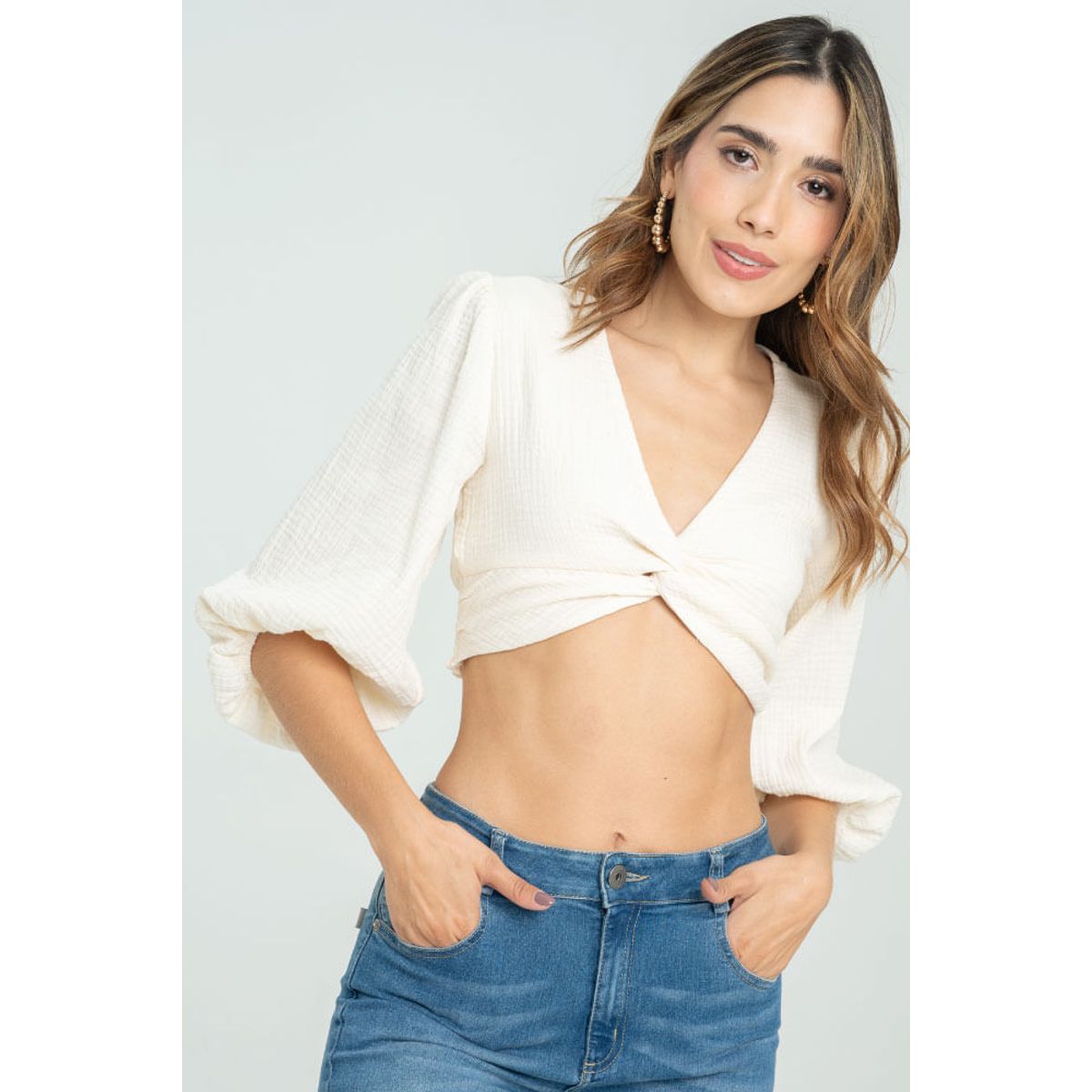 RAGGED - Blusa georgia Marfil Ragged