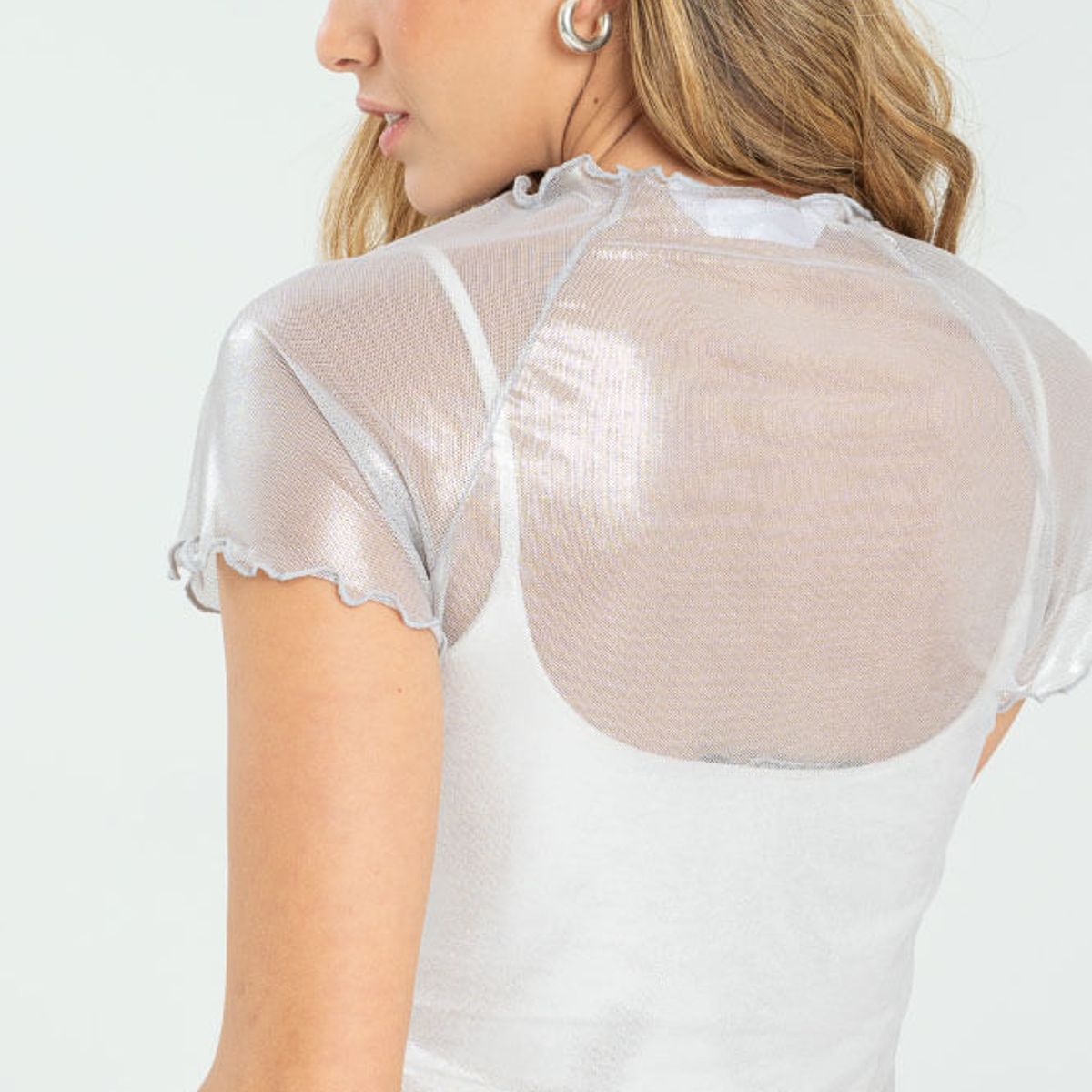 RAGGED - Top mesh brillo Plateado Ragged