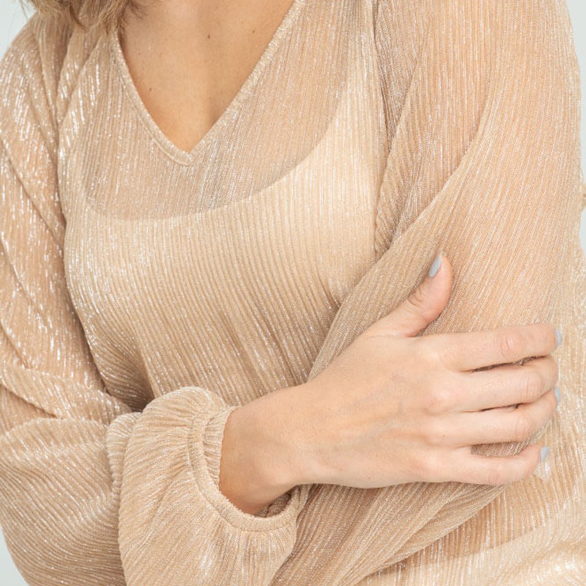 RAGGED - Blusa silver plisada Beige oscuro Ragged.