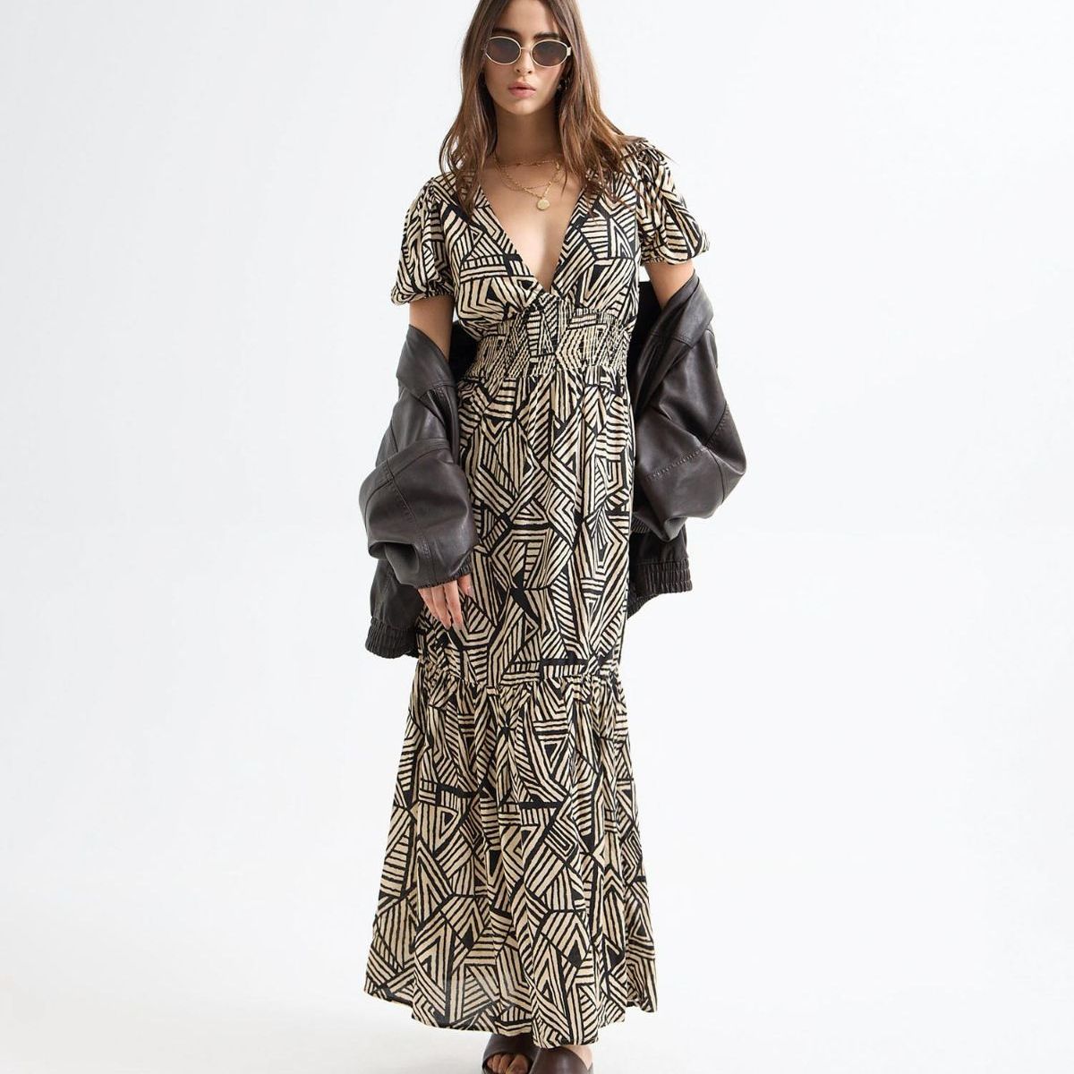 SEVEN SEVEN - Vestido Estampado Botánico  Para Mujer Negro Seven Seven
