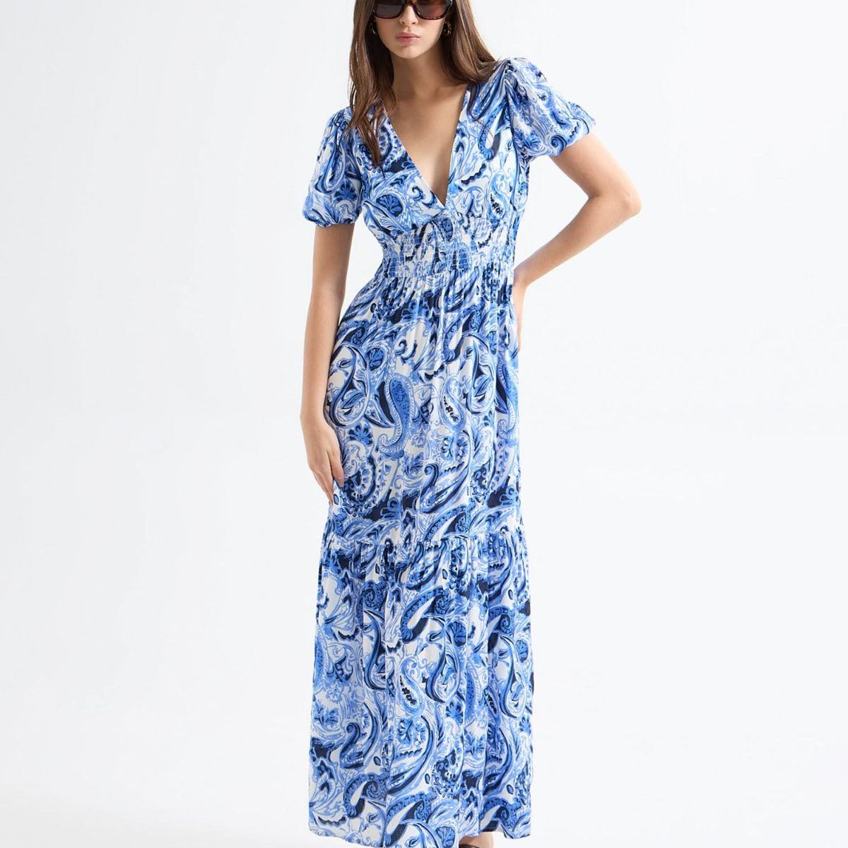 SEVEN SEVEN - Vestido Maxi Estampado  Para Mujer Crema Seven Seven