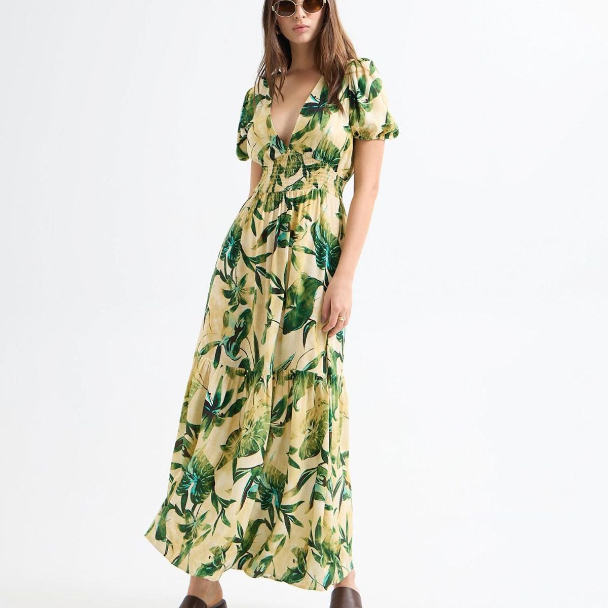 SEVEN SEVEN - Vestido Estampado Botánico  Para Mujer Verde Seven Seven