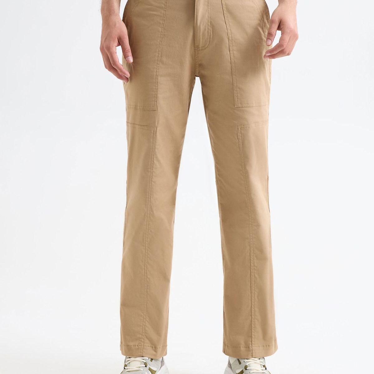 SEVEN SEVEN - Pantalón Chino Con Cortes  Para Hombre Camel Seven Seven