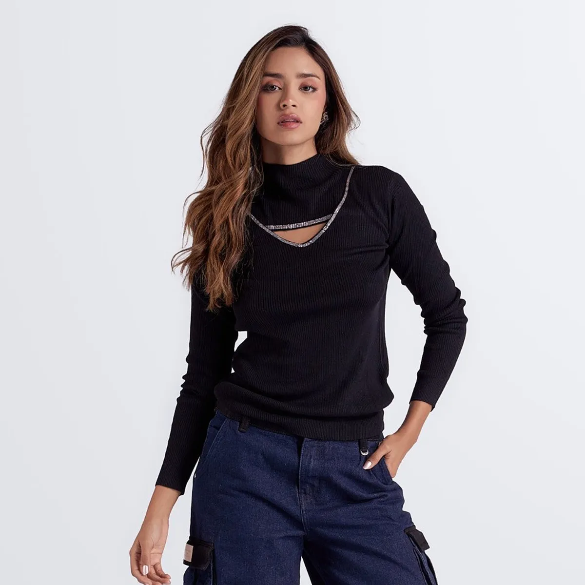 DEREK - Buzo Cuello Alto Unicolor Derek