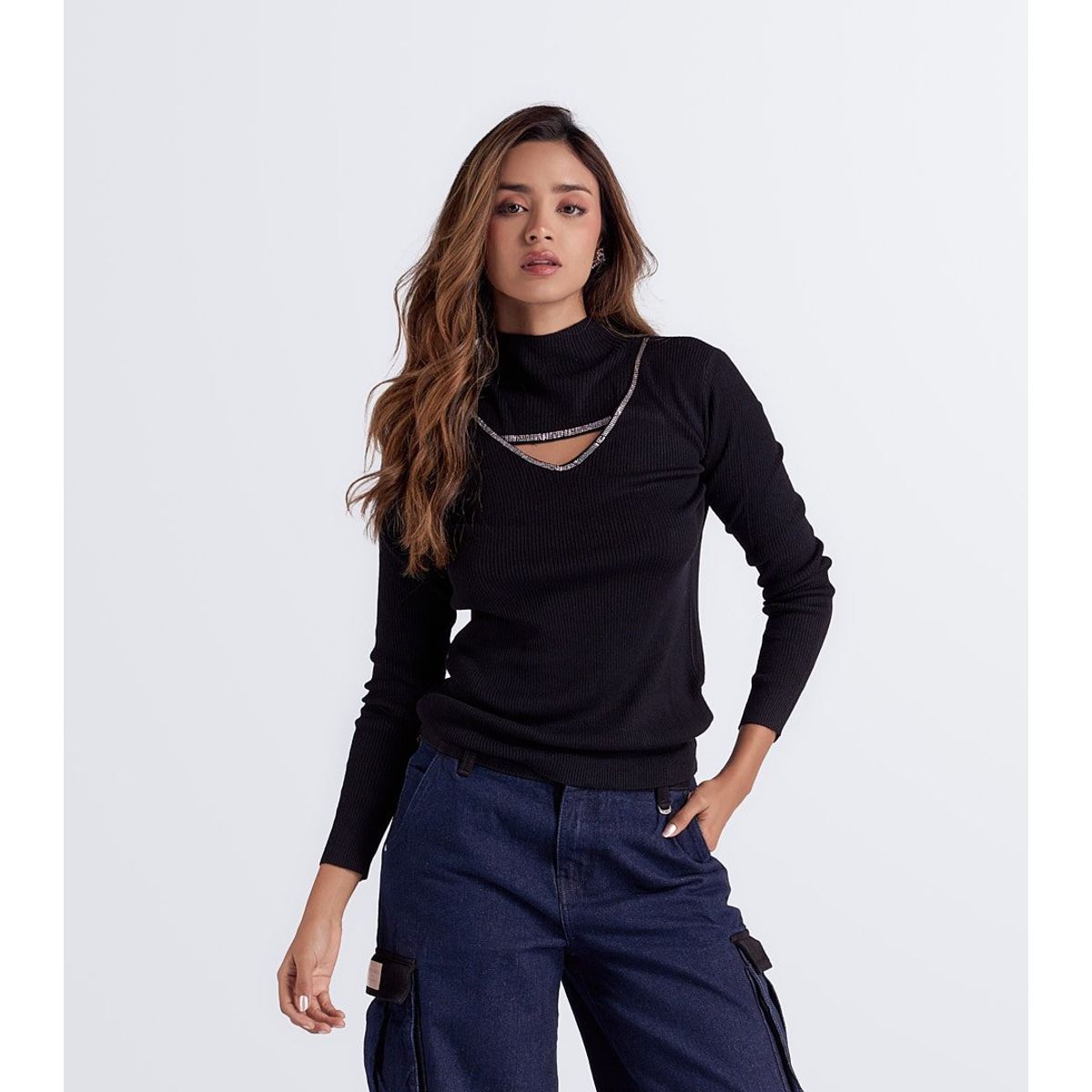 DEREK - Buzo Cuello Alto Unicolor Derek