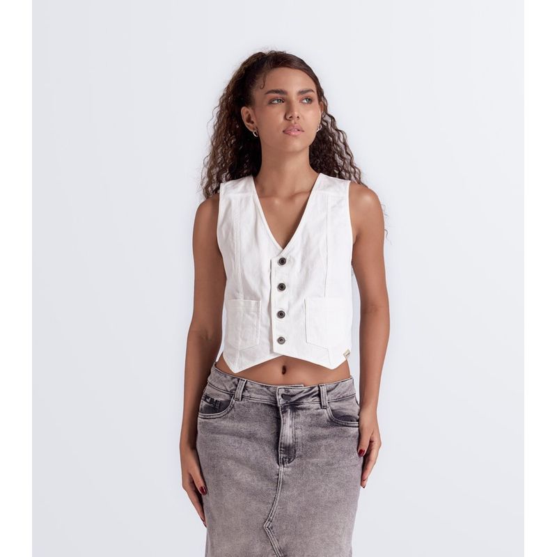 UNSER - Karoll Blusa Tipo Chaleco Con Botones Y Bolsillos Unser