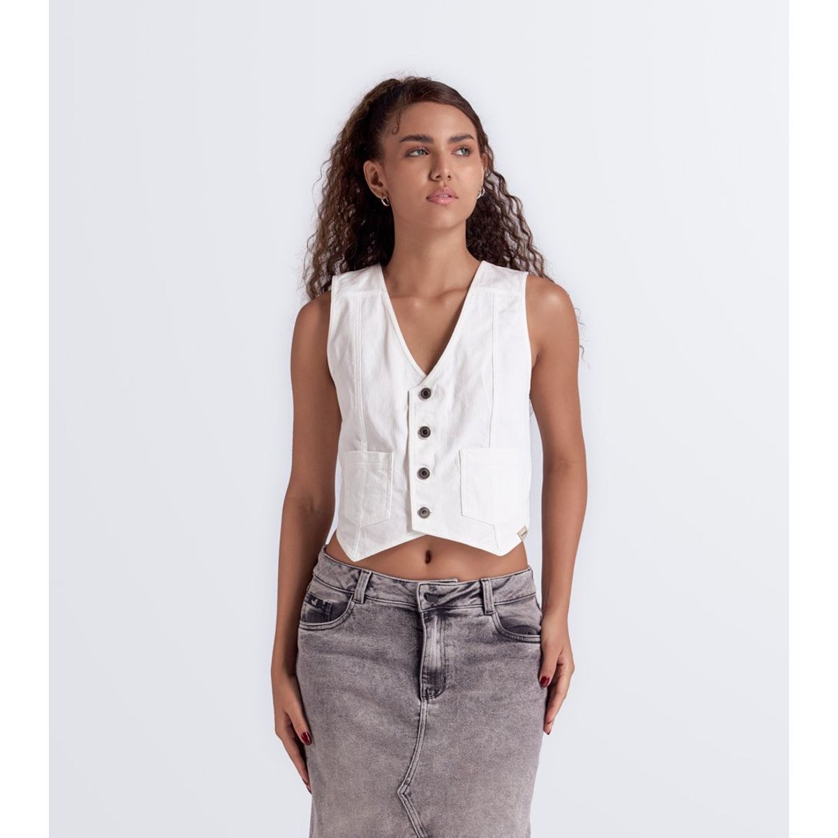 UNSER - Karoll Blusa Tipo Chaleco Con Botones Y Bolsillos Unser