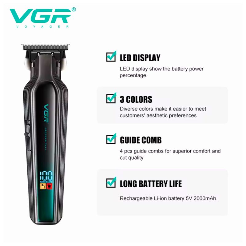 VGR - Máquina Patillera De Corte Peluquería Profesional VGR V-930 Azul