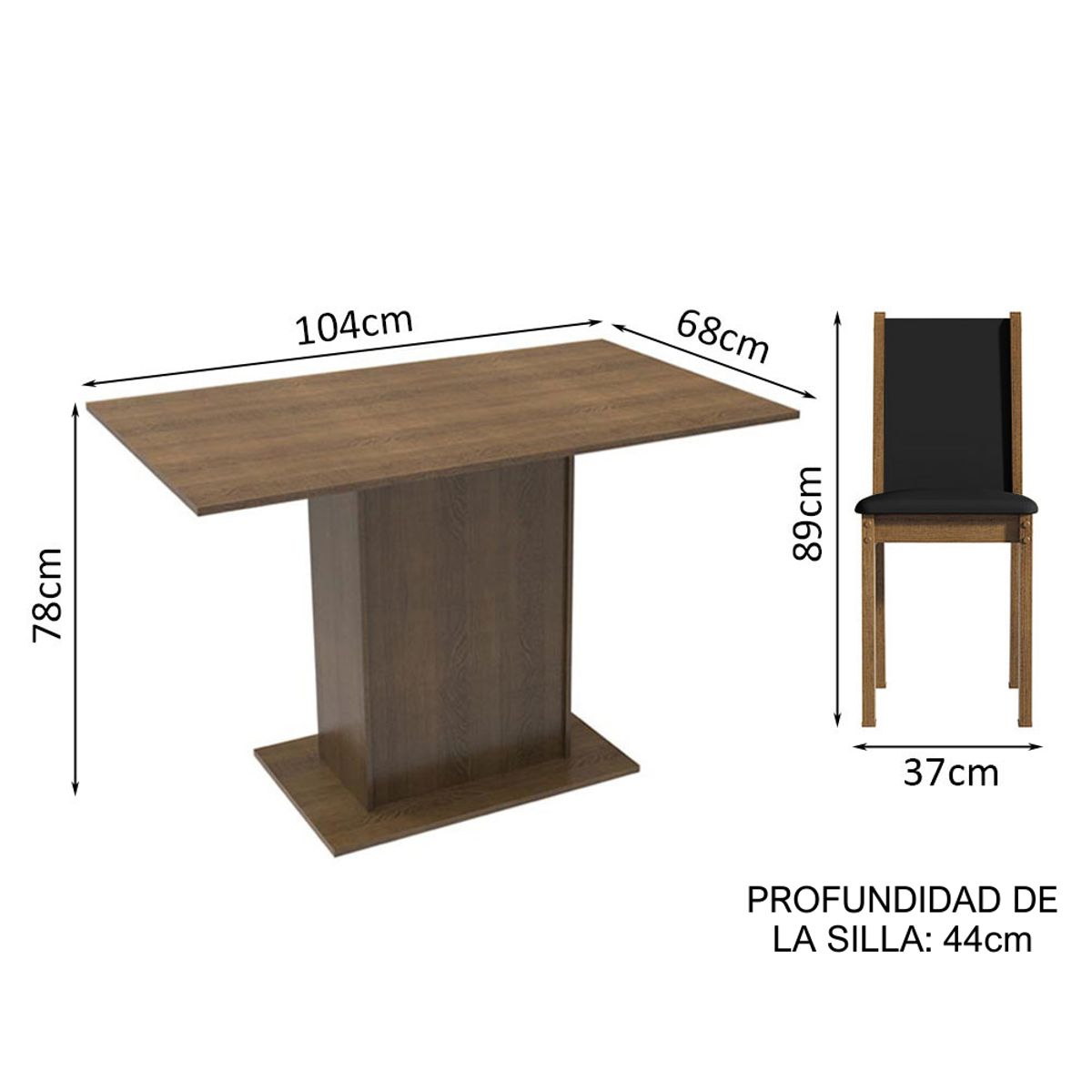 MADESA - Juego de Comedor Tina con 4 Sillas Marrón/Negro