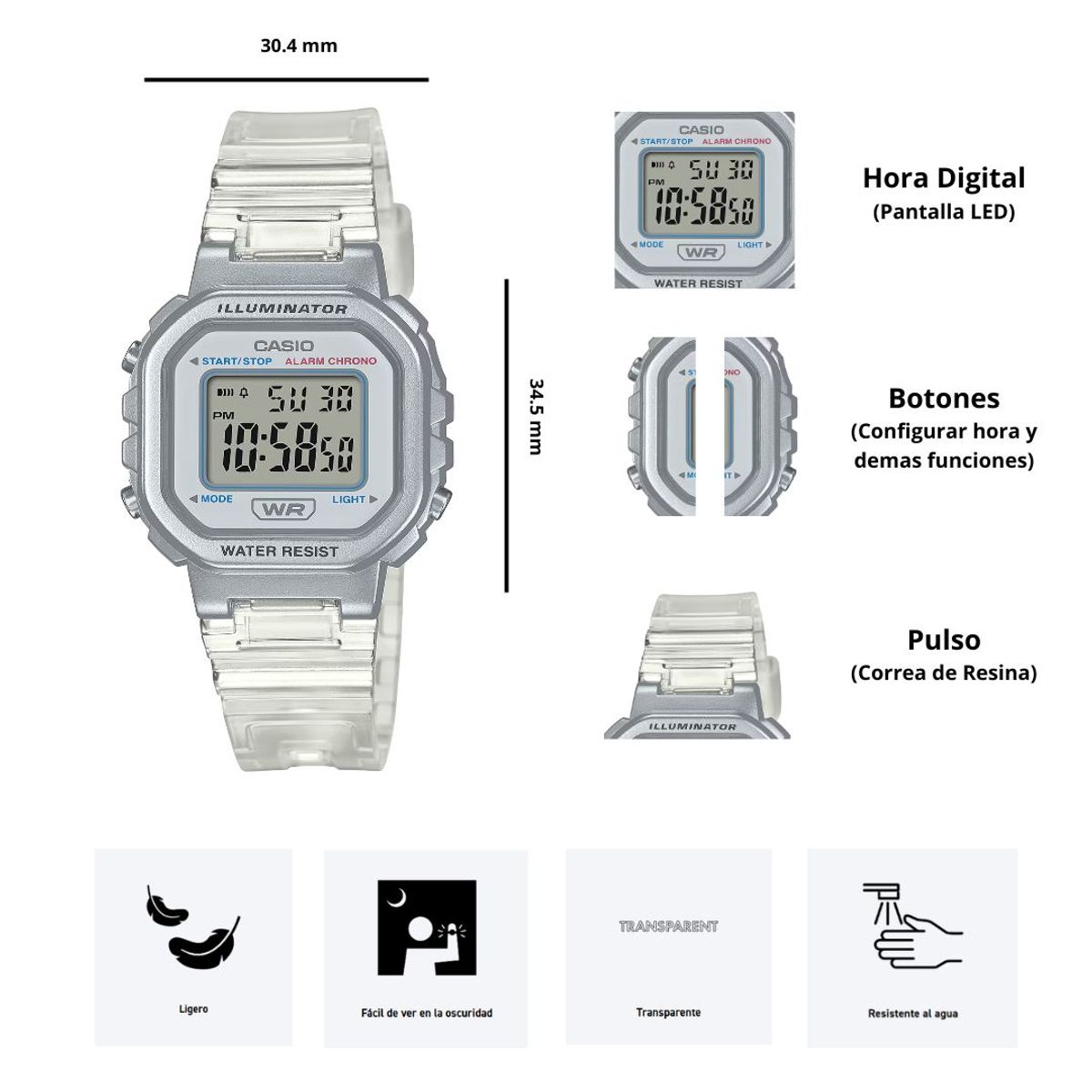 CASIO - Reloj Casio LA-20WHS-7A Diseño Deportivo