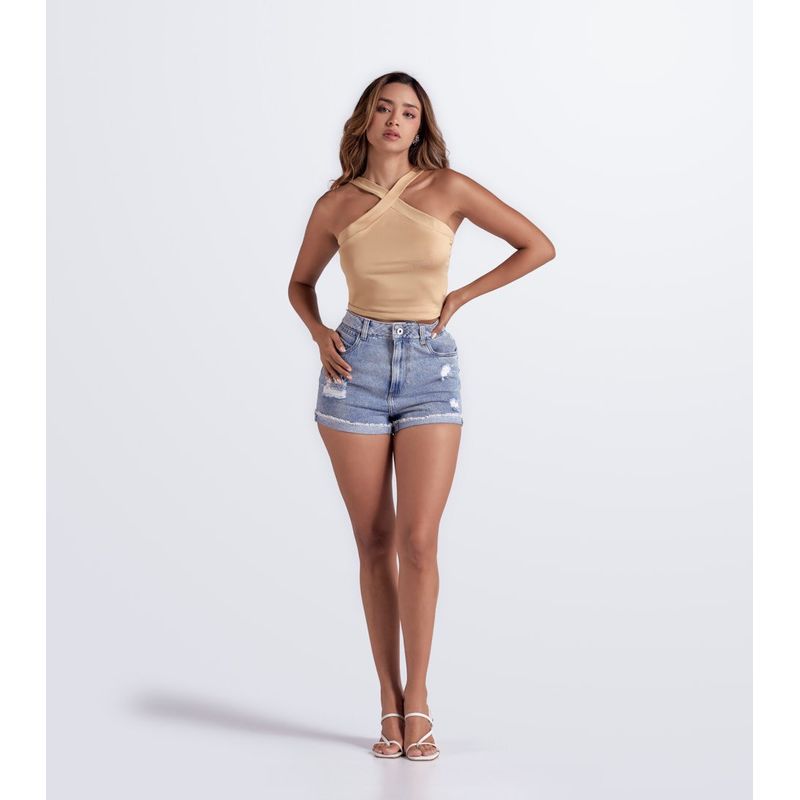 DEREK - Short En Indigo Con Proceso Kendall Derek