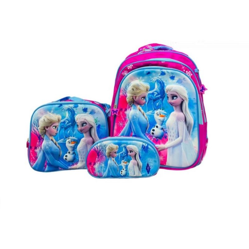 ZHOPI CO - Kit De Maleta Lonchera Y Cartuchera En 3D Niña Fucsia
