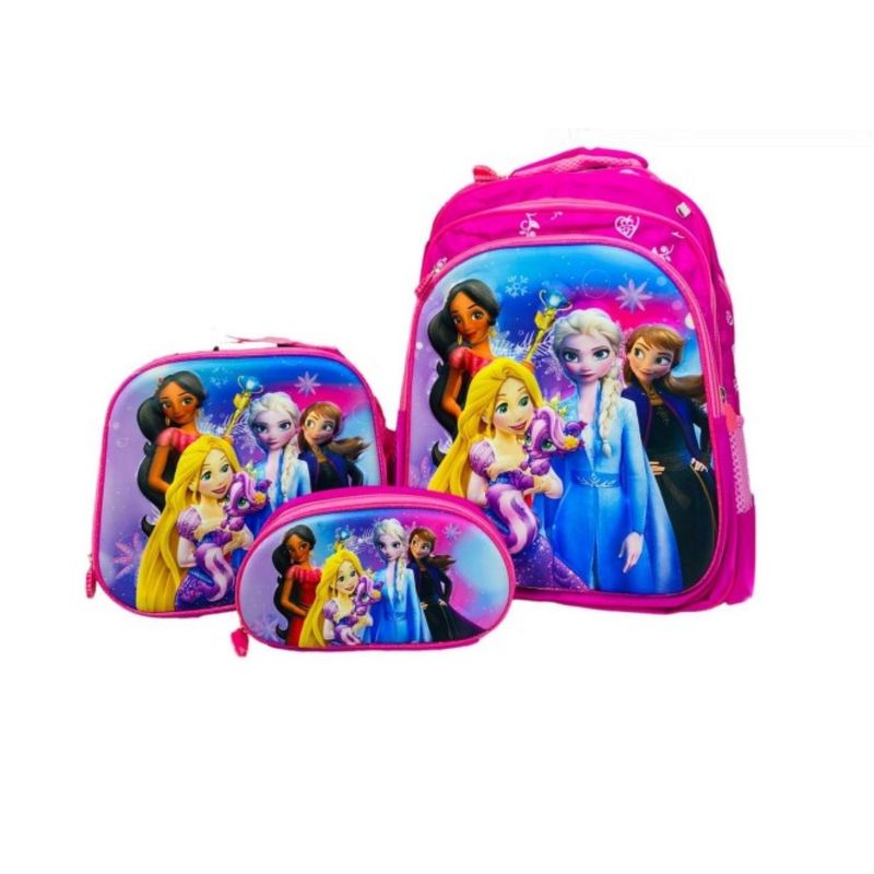 ZHOPI CO - Kit De Maleta Lonchera Y Cartuchera En 3D Niña Fucsia