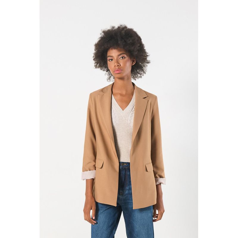 KOAJ - KOAJ Blazer kaki con solapas, bolsillos y puños doblados MUJER
