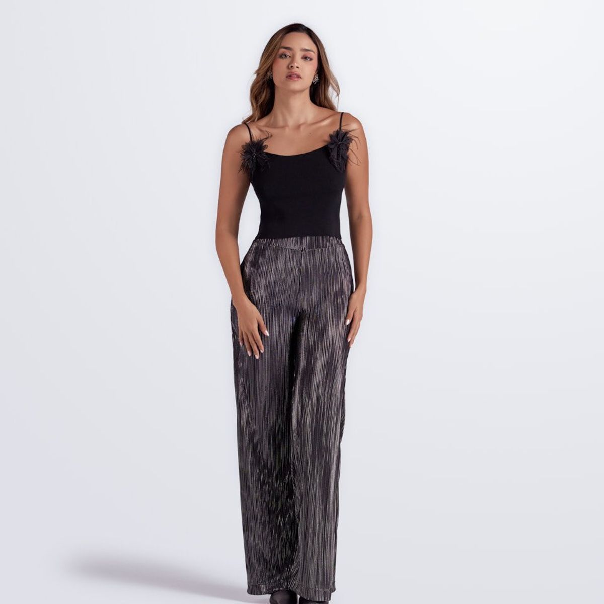 DEREK - Pantalon Para Mujer En Textil Brillante Derek