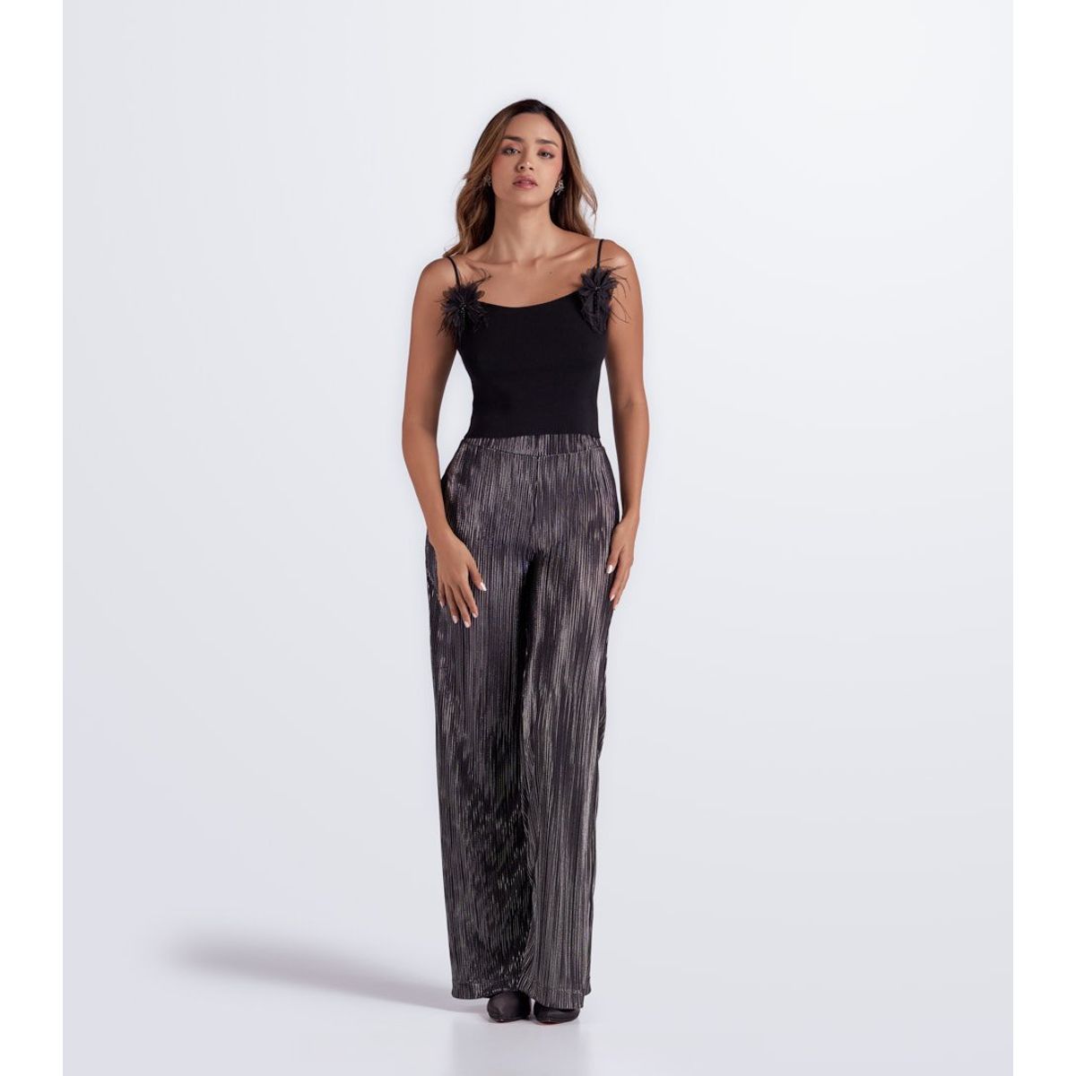 DEREK - Pantalon Para Mujer En Textil Brillante Derek