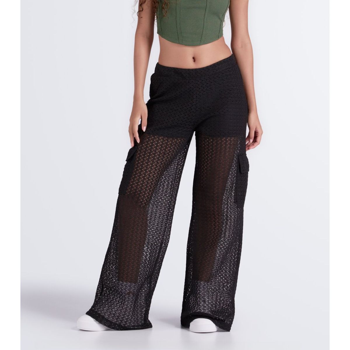 TYPER - Pantalón Relaxed En Malla Tipo Cargo Typer