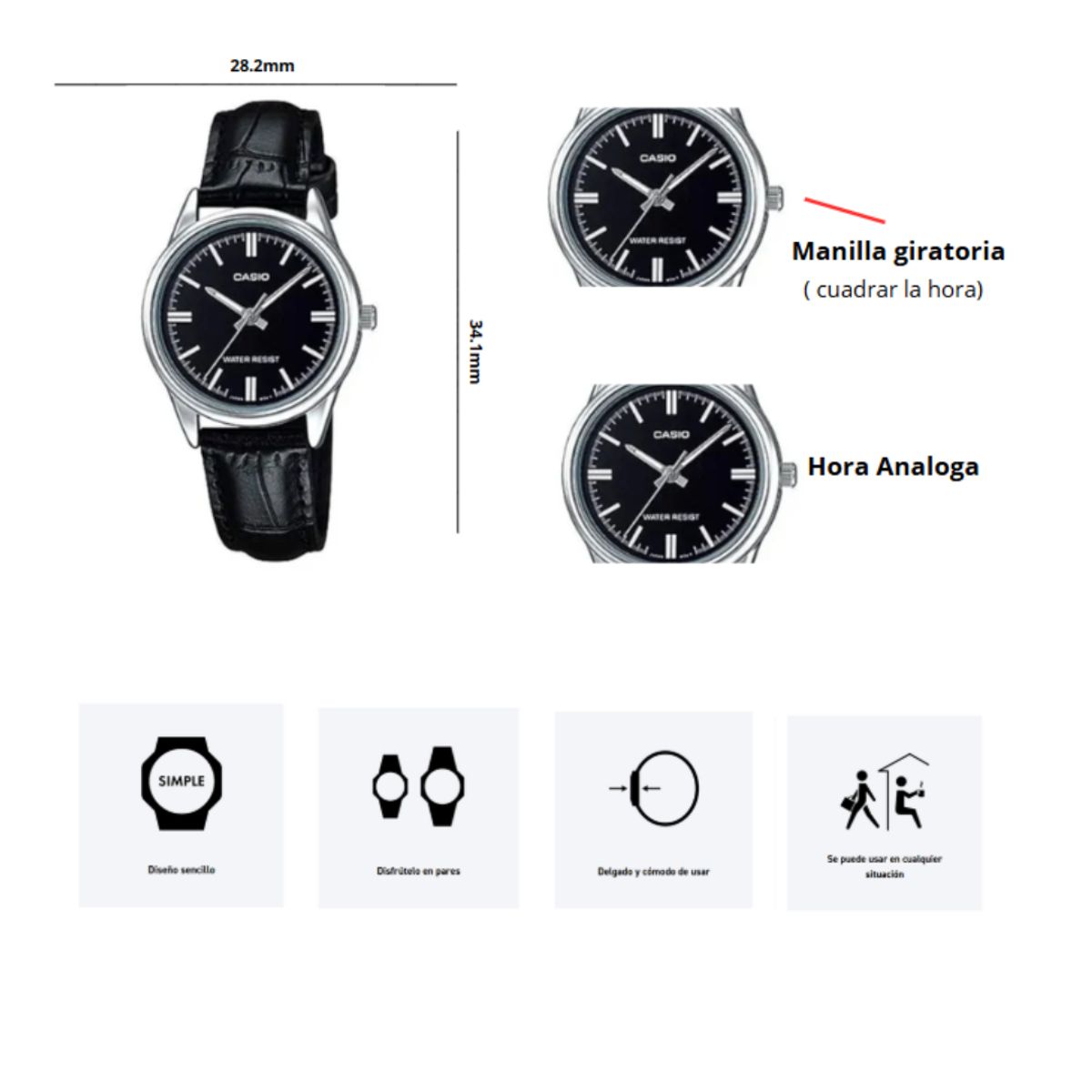 CASIO - Reloj Casio Modelo LTP-V005L-1A  Dama Elegante