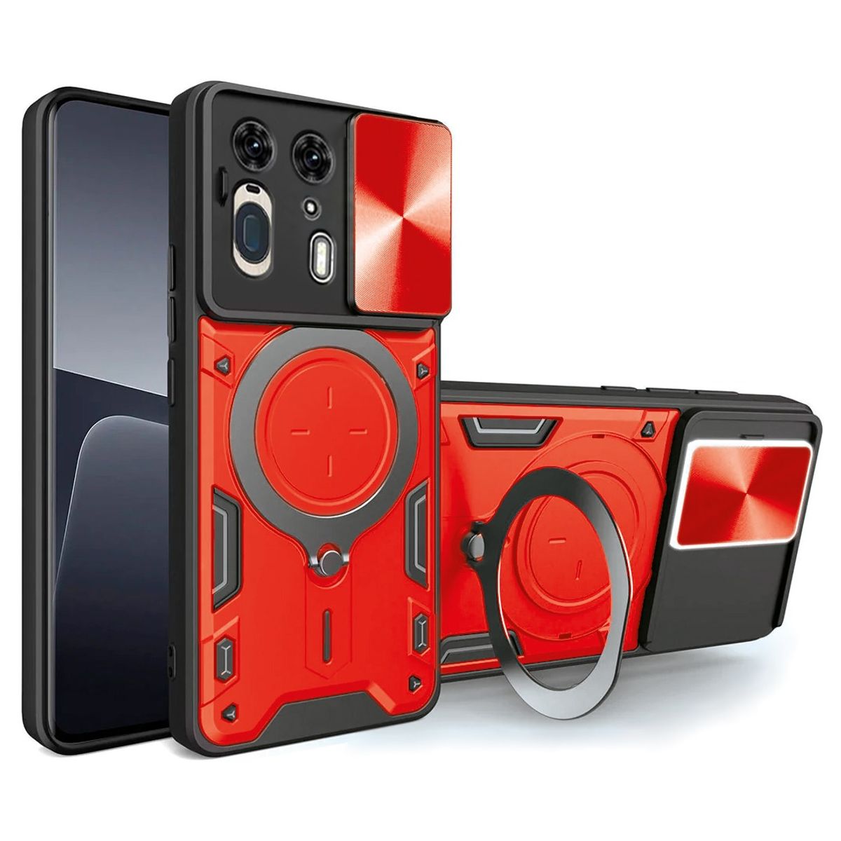GENERICO - Funda Protección Cámara Soporte Para Motorola Edge 50 Ultra Rojo