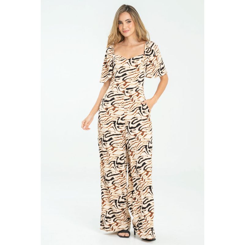 RAGGED - Enterizo animal print Cafe puro Ragged