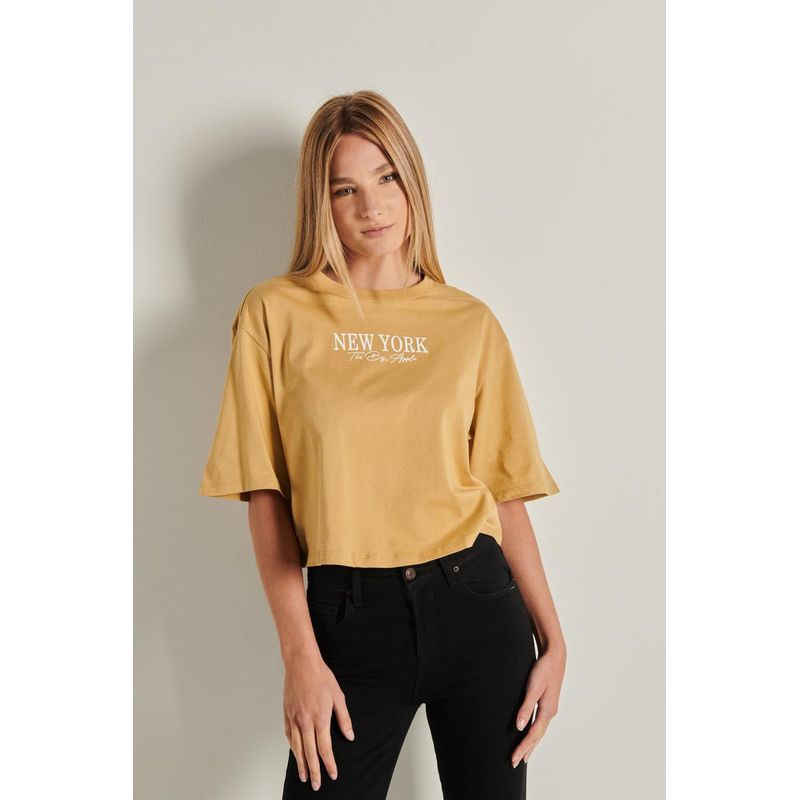 KOAJ - KOAJ Camiseta oversize unicolor crop top con diseño college en MUJER