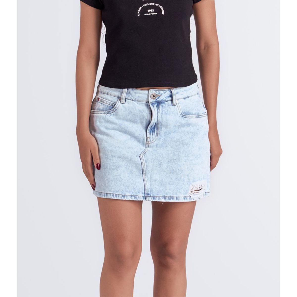 UNSER - Falda Corta Con Proceso Y Bolsillos Unser