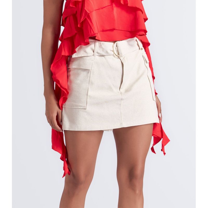 DEREK - Falda  Short Para Mujer En Lino Unicolor  Derek
