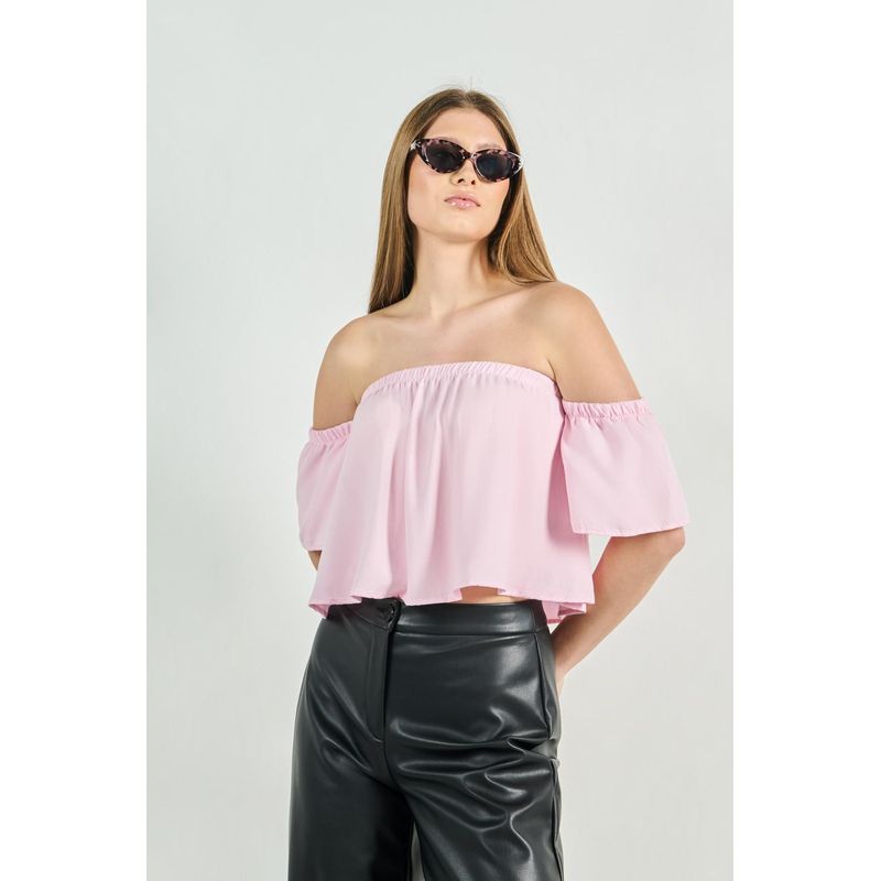 KOAJ - KOAJ Blusa unicolor crop top para mujer cuenta con escote rect MUJER