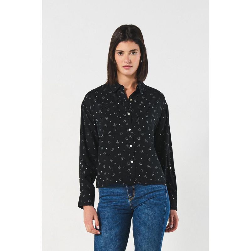 KOAJ - KOAJ BLUSA CUELLO CAMISERO MANGA LARGA CON CHARRETERA Mujer