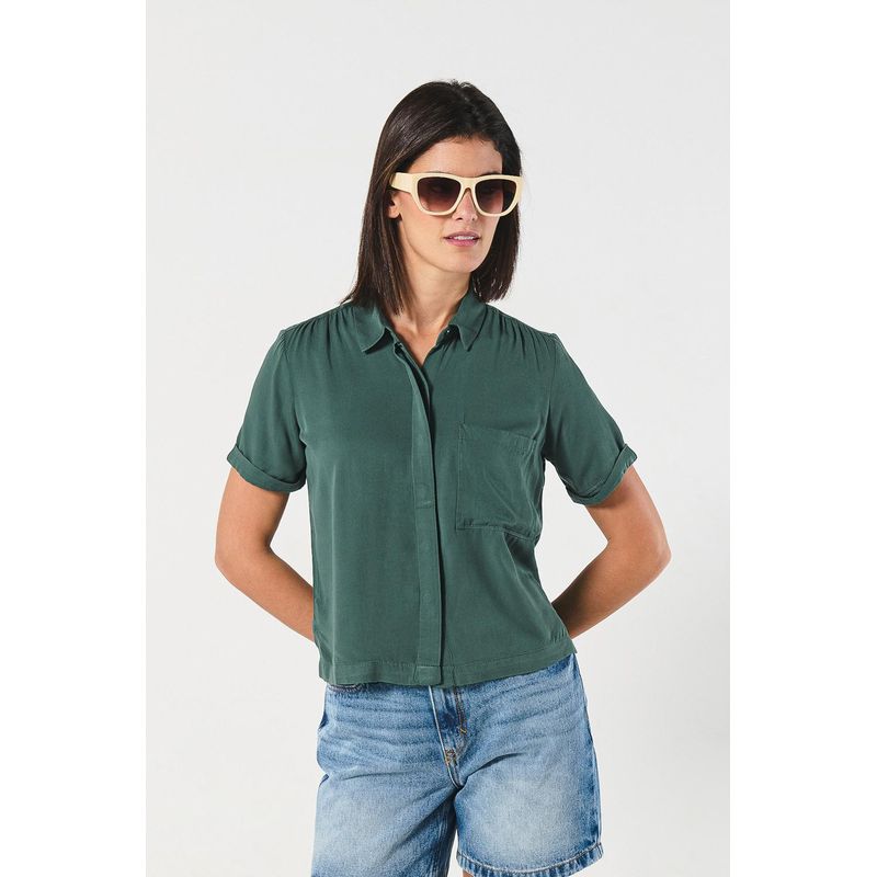 KOAJ - KOAJ BLUSA CAMISERA MANGA CORTA  CON BOLSILLO MUJER