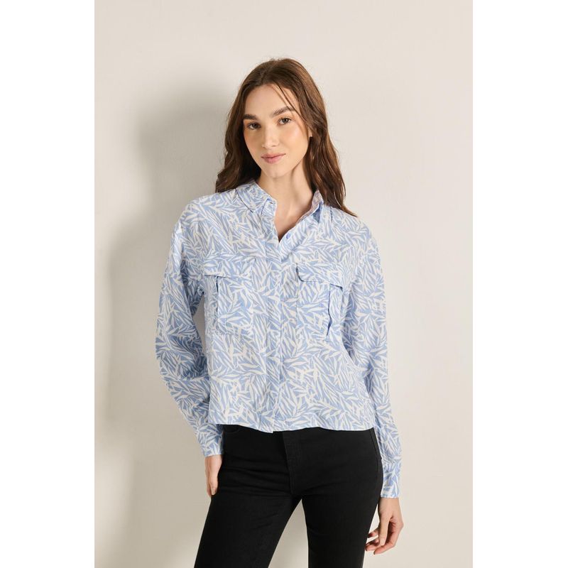 KOAJ - KOAJ Blusa unicolor crop top estampada con manga larga Mujer