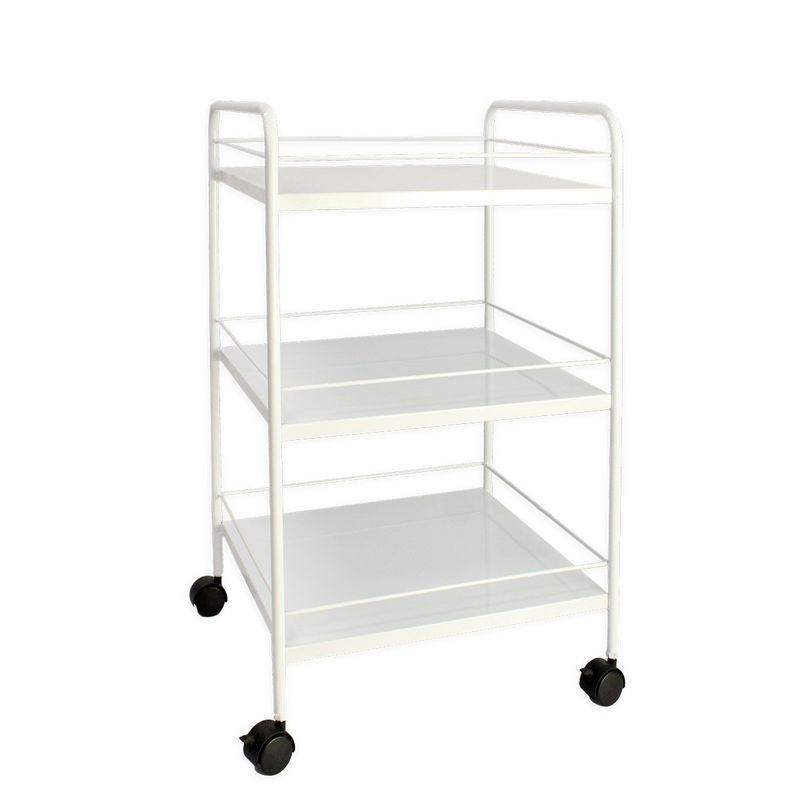 GENERICO - Mesa Auxiliar De 3 Entrepaños Con Rodachines blanca grande