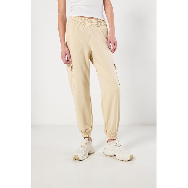 KOAJ - KOAJ Pantalón unicolor cargo jogger con bolsillos laterales MUJER