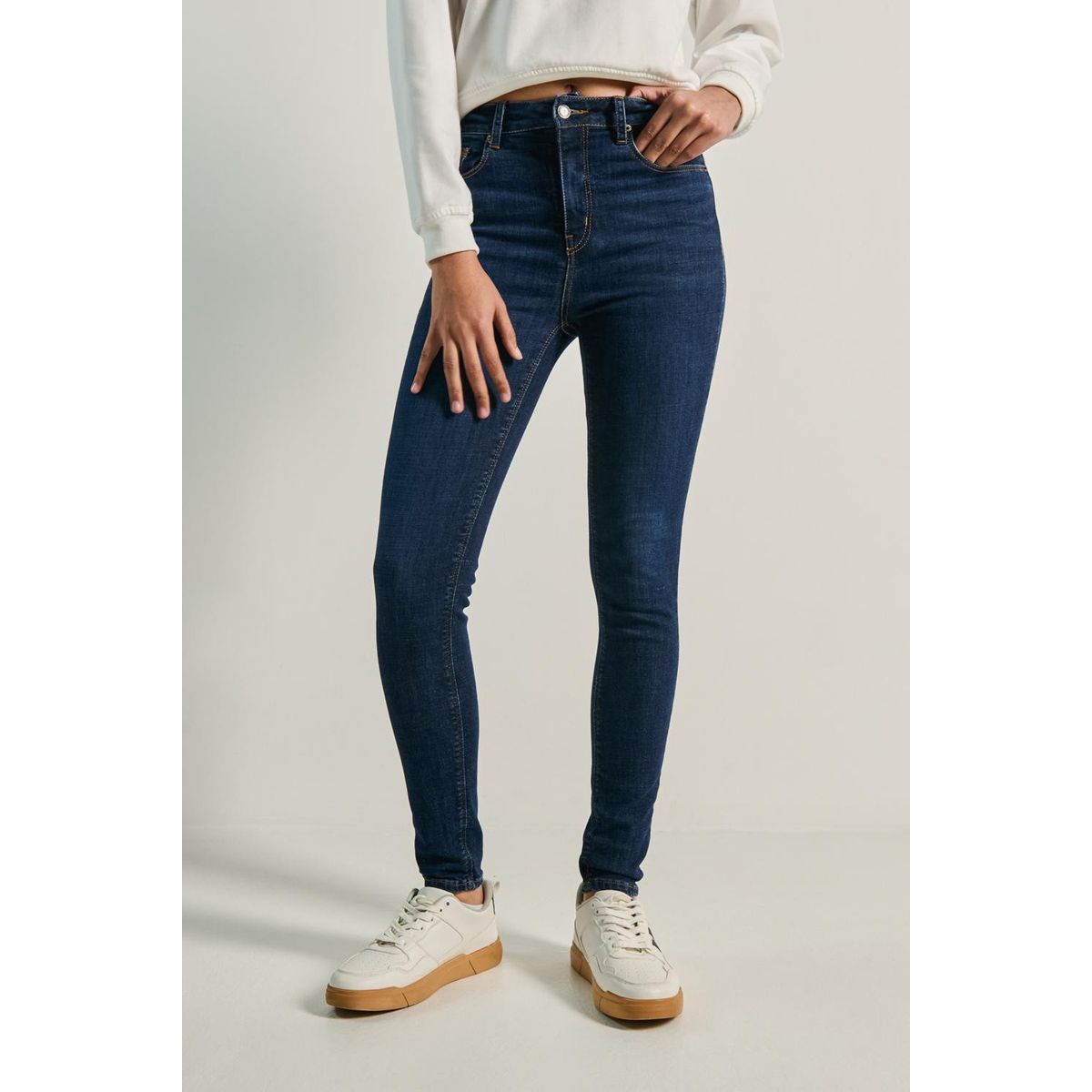KOAJ - KOAJ Jean jegging súper tiro alto azul oscuro con costuras  Mujer