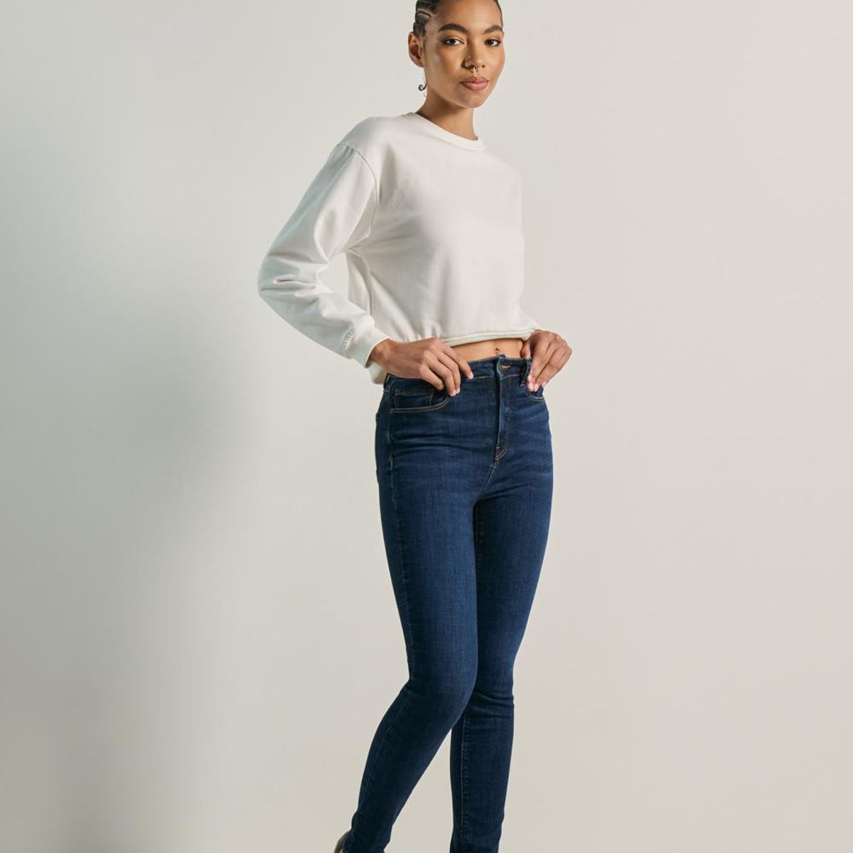 KOAJ - KOAJ Jean jegging súper tiro alto azul oscuro con costuras  Mujer