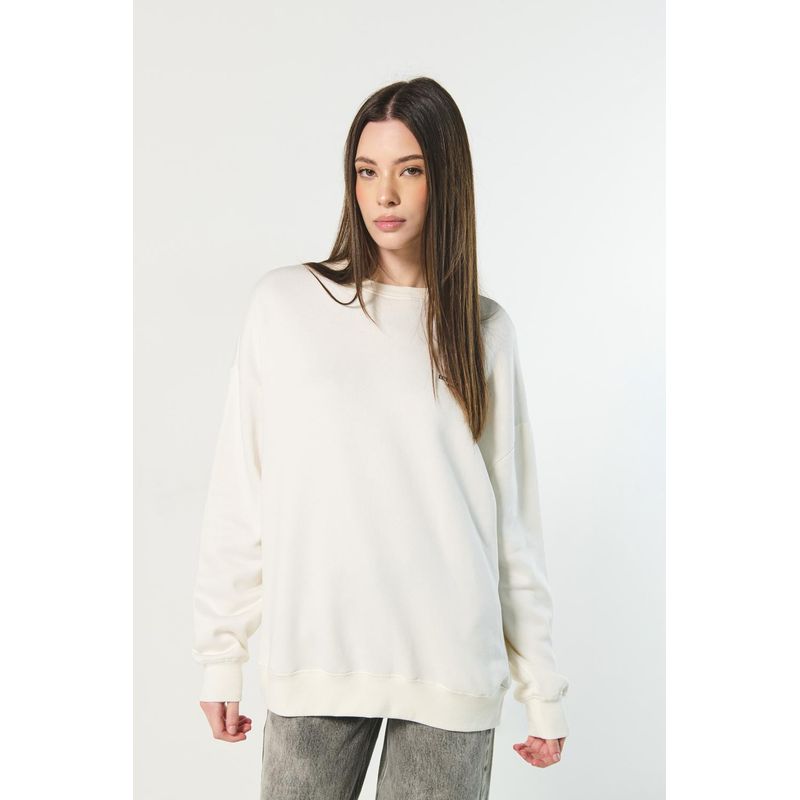 KOAJ - KOAJ Buzo crema claro cuello redondo para mujer cuenta con est MUJER