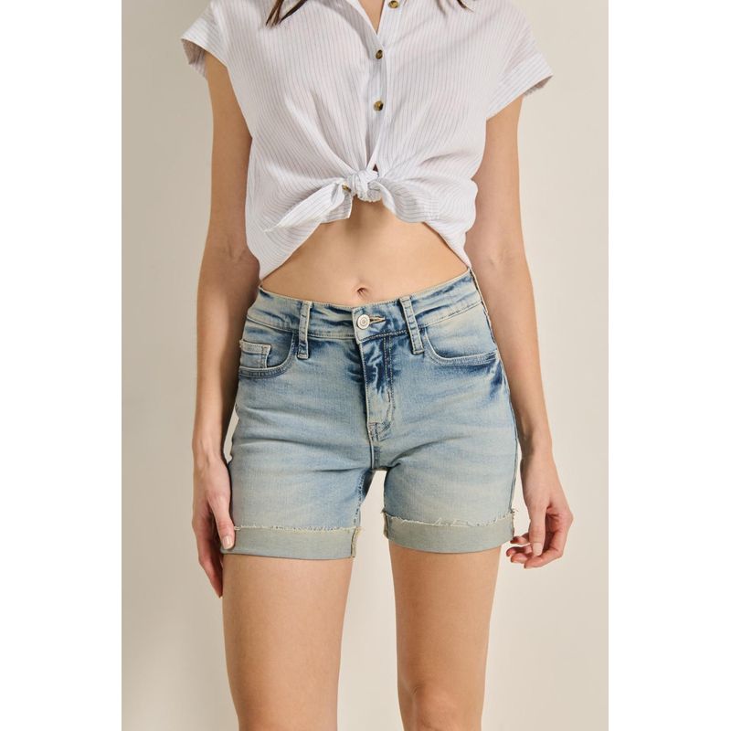 KOAJ - KOAJ Short en jean azul claro para mujer cuenta con tiro medio MUJER