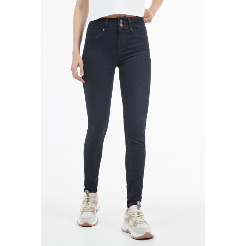 KOAJ - KOAJ Jean azul intenso con efecto push up, tiro alto y pretina MUJER