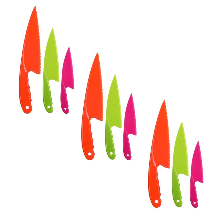 GENERICO - 3 Sets de 3 cuchillos infantiles de plástico seguros