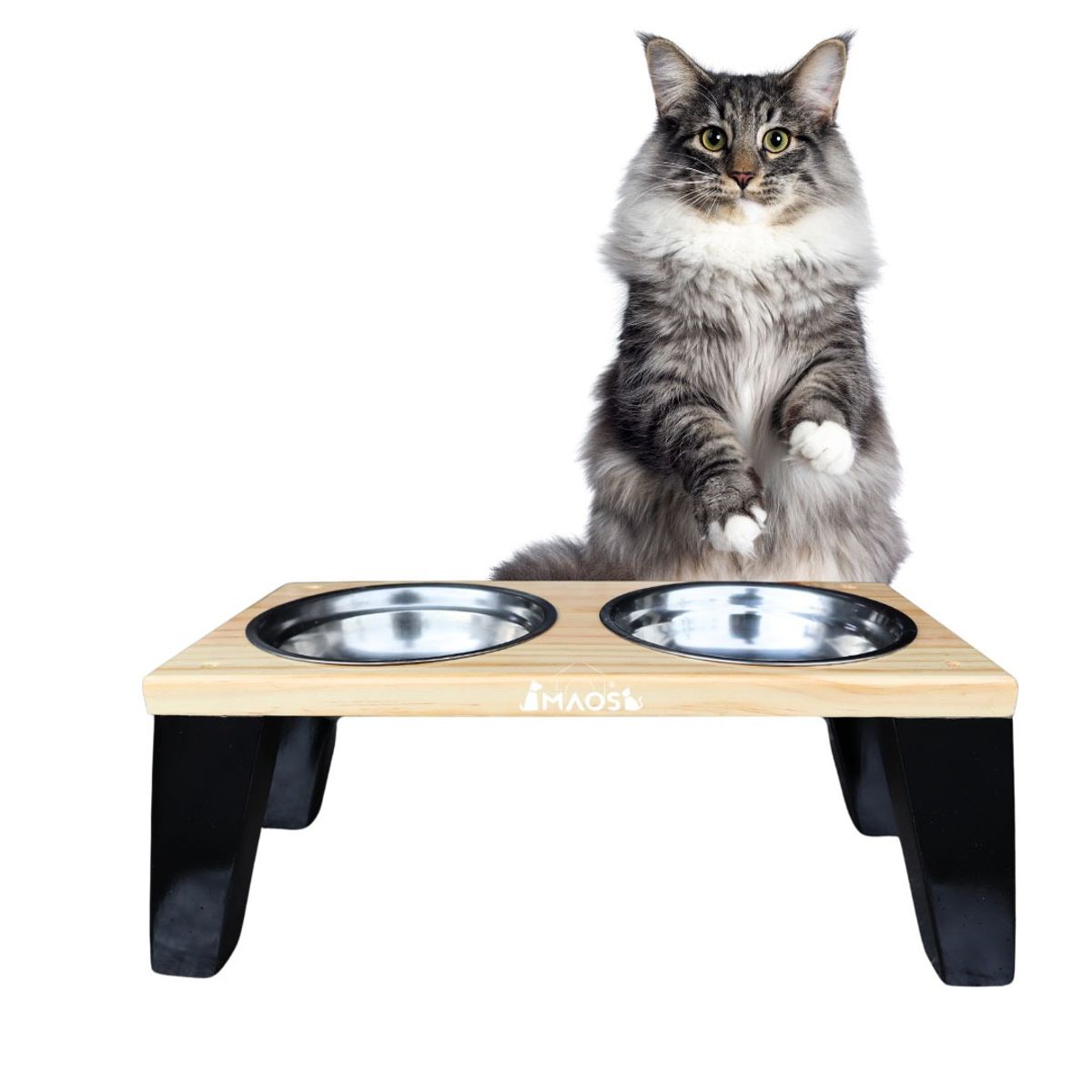 MAOS - Comedor Para Mascotas En Madera De Pino Lacado Talla M