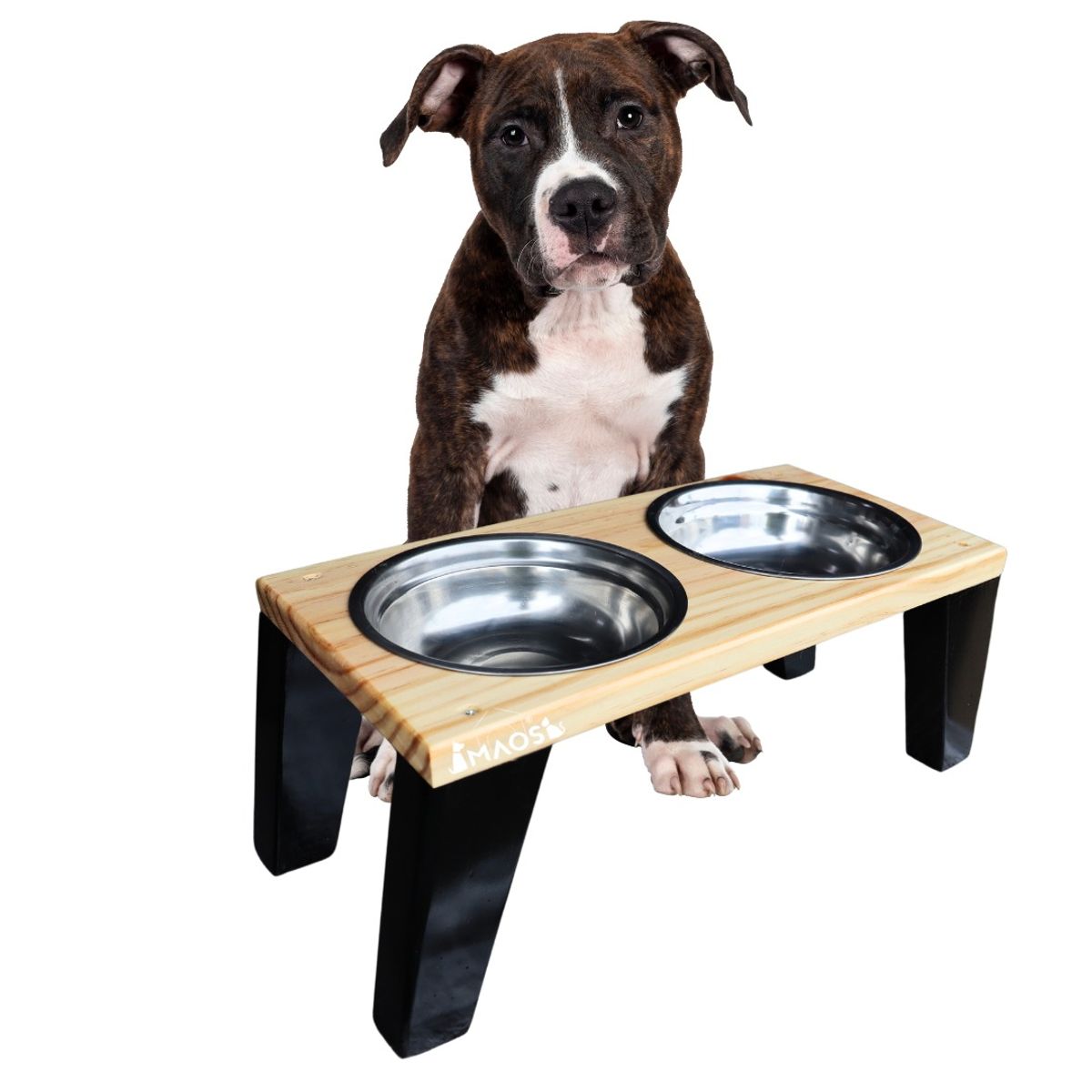MAOS - Comedor Para Mascotas En Madera De Pino Lacado Talla L