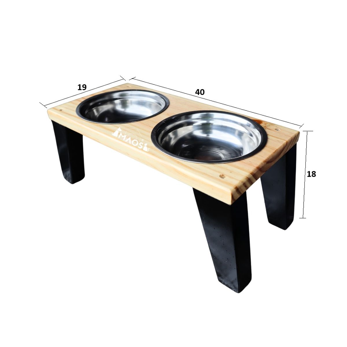 MAOS - Comedor Para Mascotas En Madera De Pino Lacado Talla L